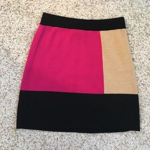 LOFT knit pink black and beige sweater skirt
